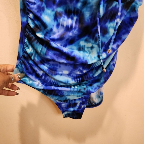 Aqua Green Blue Bodysuit One Piece with Adjustable Straps Swimmer LARGE - Picture 8 of 13